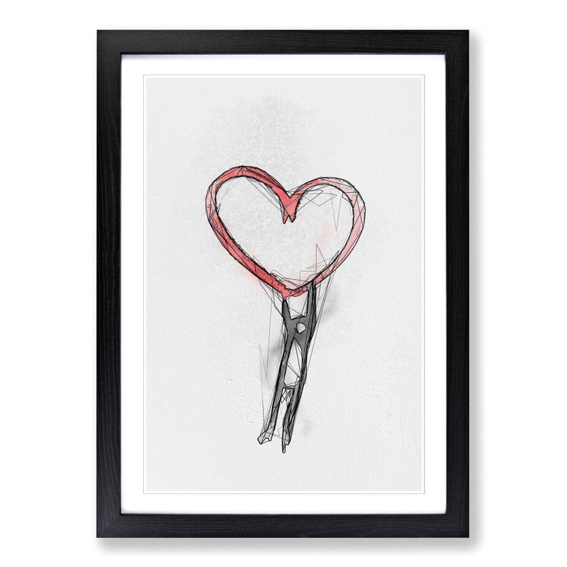 Holding on to Love in Abstract - Picture Frame Graphic Art Print, 65cm H x 48cm W x 2cm D, Black Framed