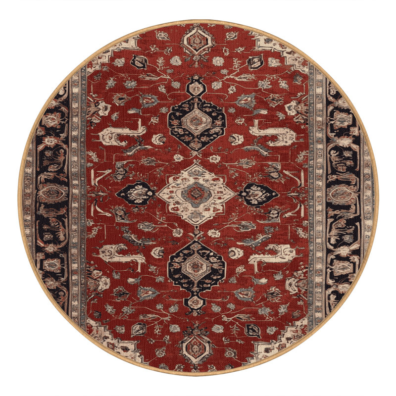 Tapis brun lavable à la machine, Rond 5 pi