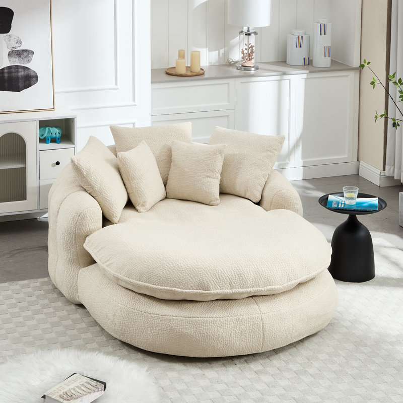 Canapé à billes ovale rembourré, Chenille beige