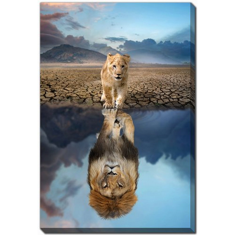 Art sur toile lion lion, H 20 po x l 16 po