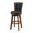 Core Set Of 2 Swivel Barstool Chairs, Brown Wood, Black Faux Leather-114018880