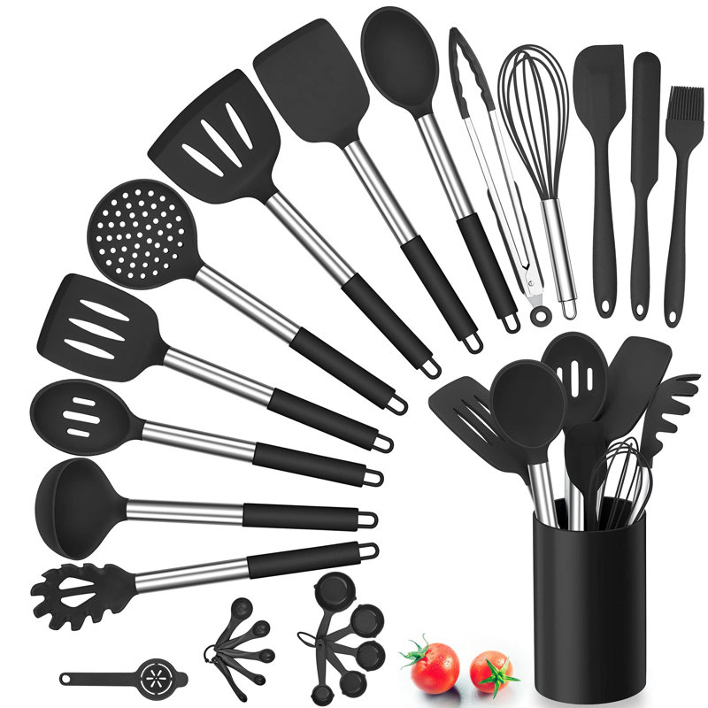 25-Piece Silicone Cookware Set, Black