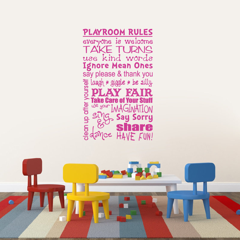 Adhésif décoratif « Playroom rules », Rose vif