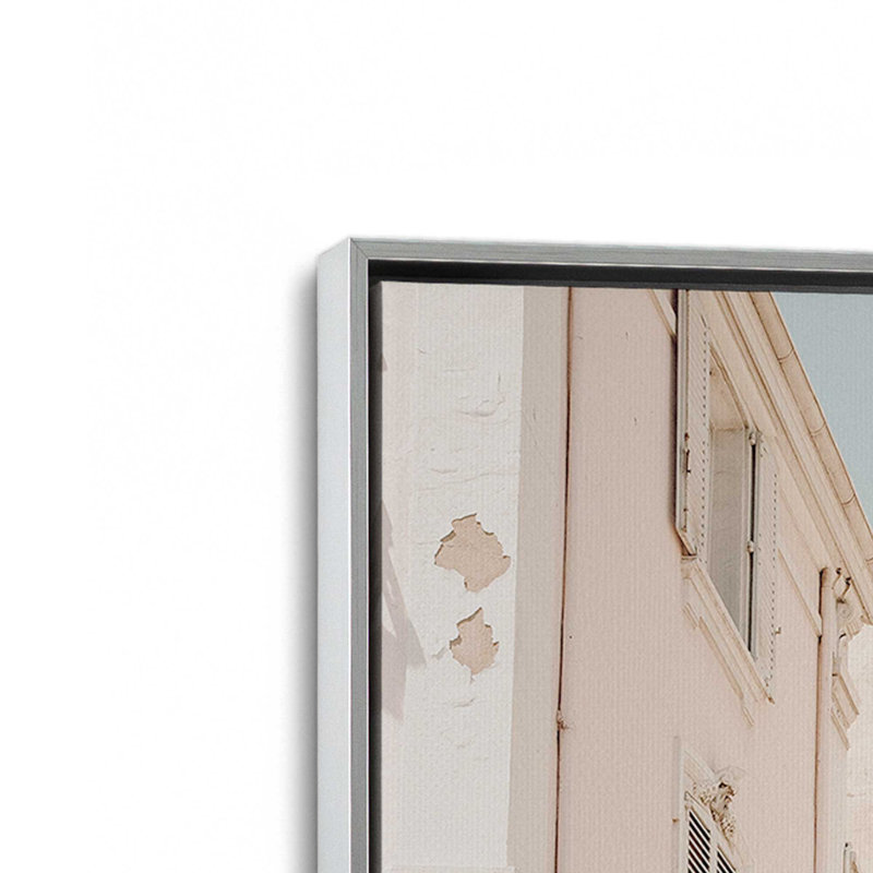 Charming Paris Stroll Stretched Canvas Print, 30.75" H x 20.75" W x 1.75" D, Polished Chrome Floater Framed