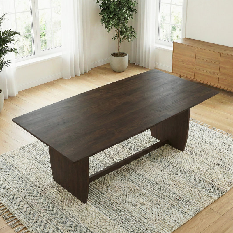 Dublin Solid Wood Dining Table with Trestle Base in Warm Walnut Finish