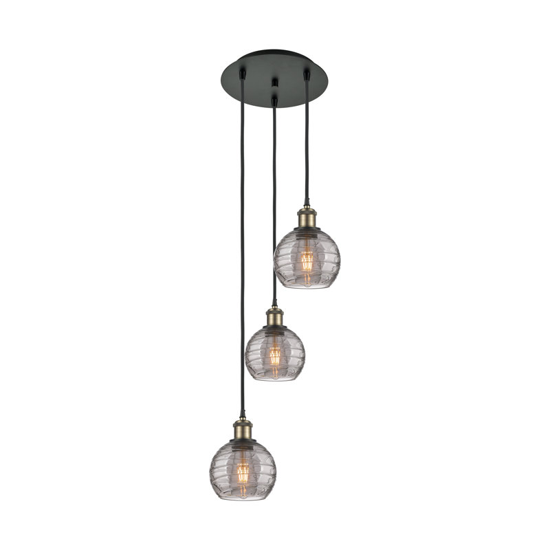 Luminaire suspendu 3 lumières Ellington, H 25,13 po x l 12,38 po x P 12,38 po, Laiton antique noir