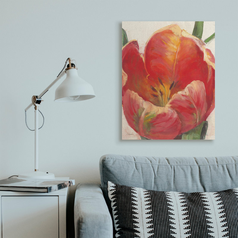 Doux tulipe rouge doux à gros plan floral, H 40 po x l 30 po, Toile tendue