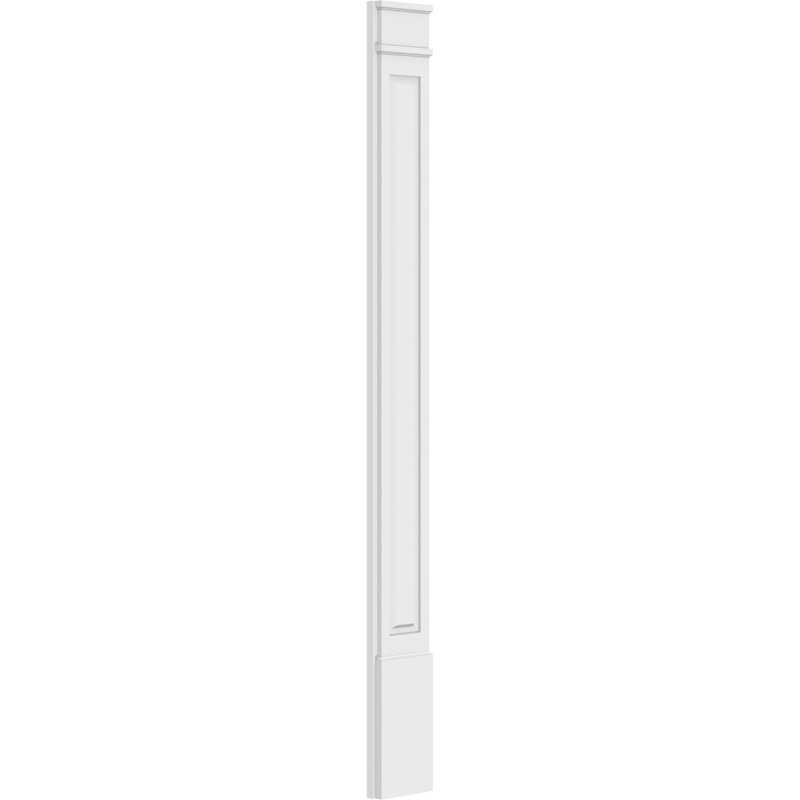 TruCraft Raised Panel Pilaster w/ Decorative Capital & Base, 9"W x 90"H x 2"P Base Can Be Trimmed Up To 6 5/8", Architectural Grade PVC, Sold As Pair