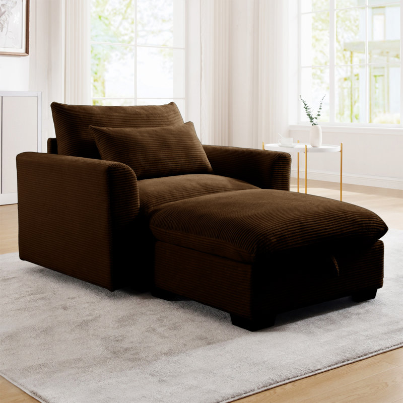 Corduroy  Sofa Couch, Brown Corduroy