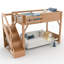 Lit mezzanine simple avec garde-robe et espace de rangement intégrés, lit mezzanine en bois massif avec tablettes à côté, garde-corps pleine longueur et escalier, aucun sommier nécessaire-130130793-130130791