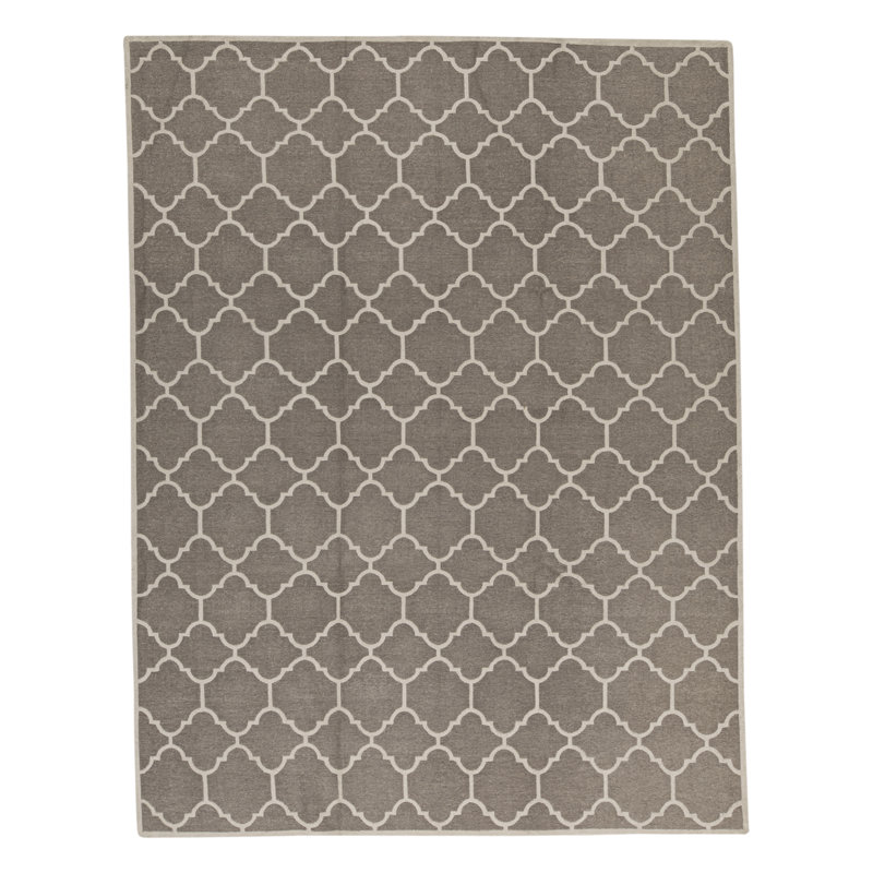 Tapis gris foncé noué à la main de haute qualité