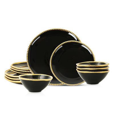 Christian Siriano Akoya 12-Piece Dinnerware Set Porcelain