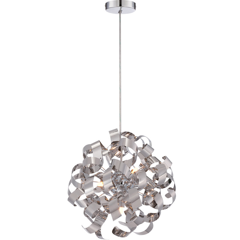 Lustre sphérique unique à 12 lumières Ailis, H 31 po x l 31 po x P 31 po, Chrome poli