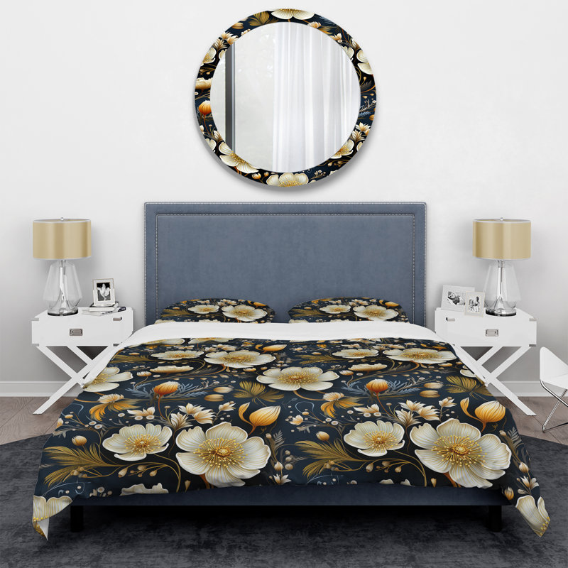 Ivory Boho Chic Floral Pattern VI - Ensemble de housse de couette à motif floral