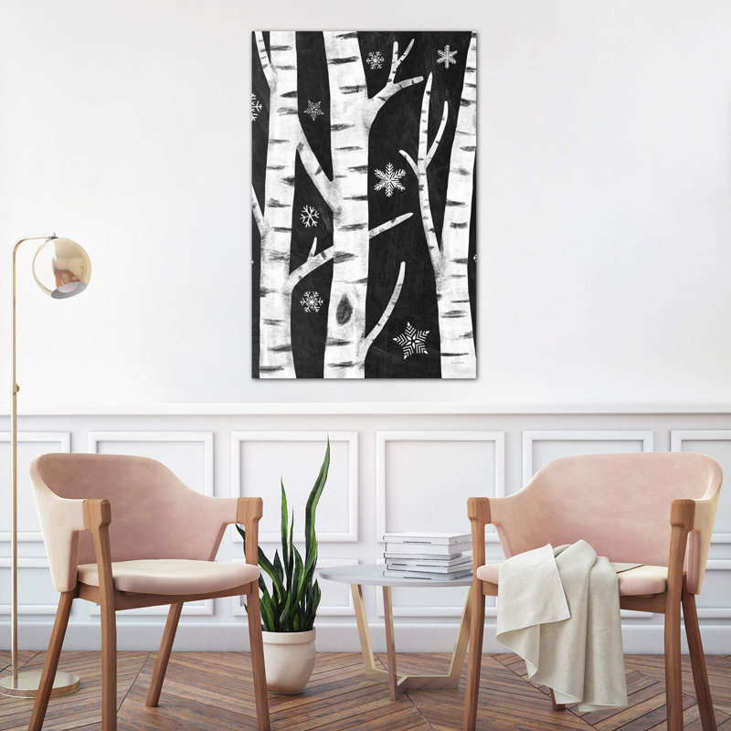 Snowy Birches I by Mary Urban - Wrapped Canvas Painting, 101.6 cm H x 66.04 cm W x 3.175 cm D