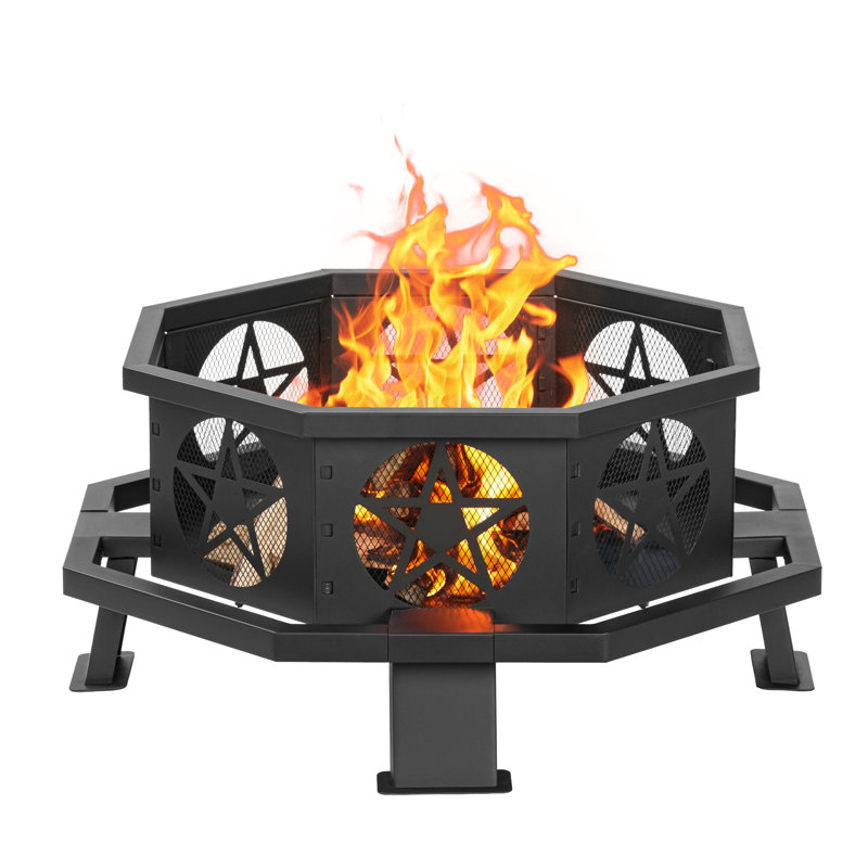Octangon Steel Wood Burning, 14.2"H x 32"W x 32"D