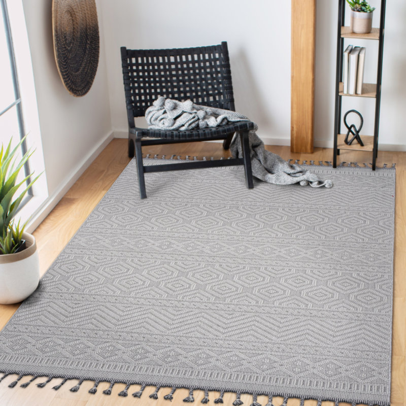 Tapis d'intérieur / extérieur blanc / géométrique Collection, Rectangle 7 pi 9 po x 10 pi