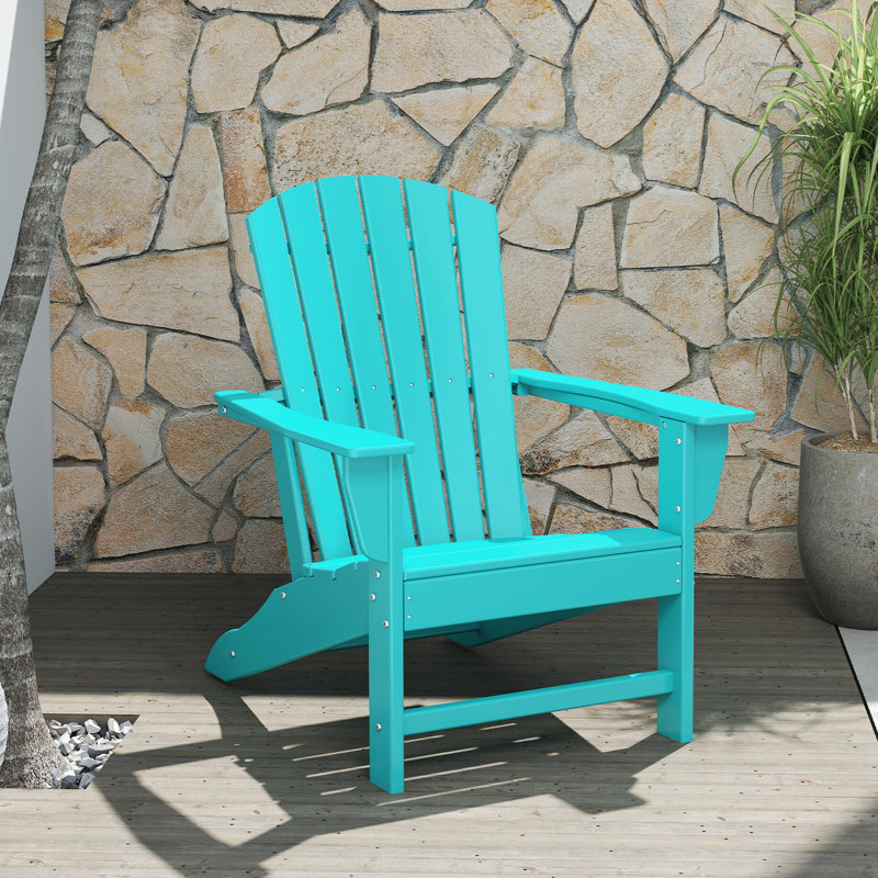 Chaise Adirondack en plastique Alvertia, Turquoise
