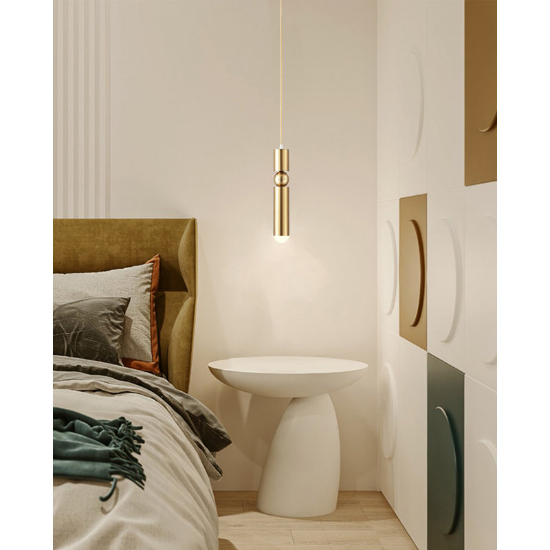 luminaire suspendu à cylindre simple 1 lumières Edmont, Laiton