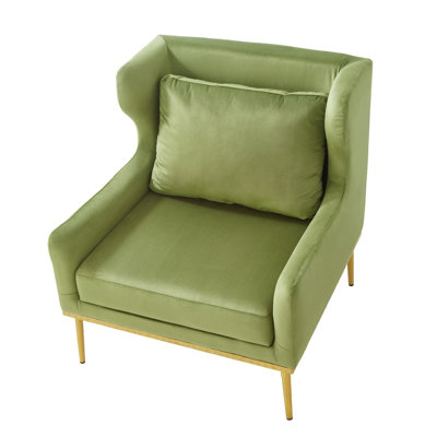 Modern Velvet Accent Chair with Iron Frame & Cushion
