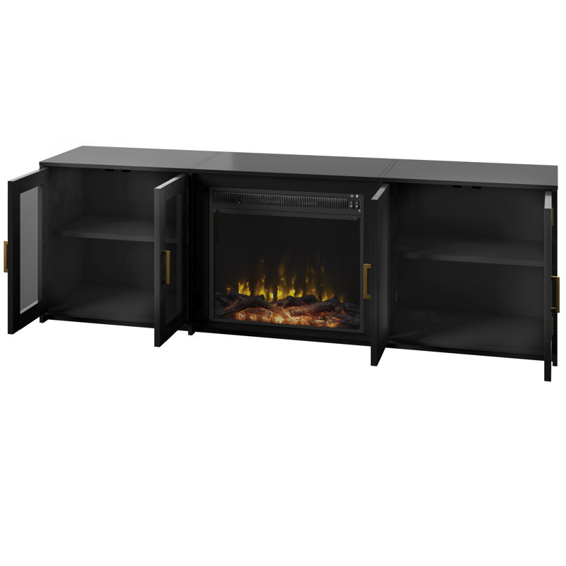 Kropf TV Stand with Fireplace Included, Black