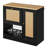 Black Rattan‑Door Pet Feeding Station with Storage, Elevated Bowls and Hooks