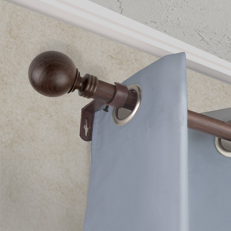 Tringle à rideaux simple en faux bois Abdulahi, Noyer foncé, 160" - 240"
