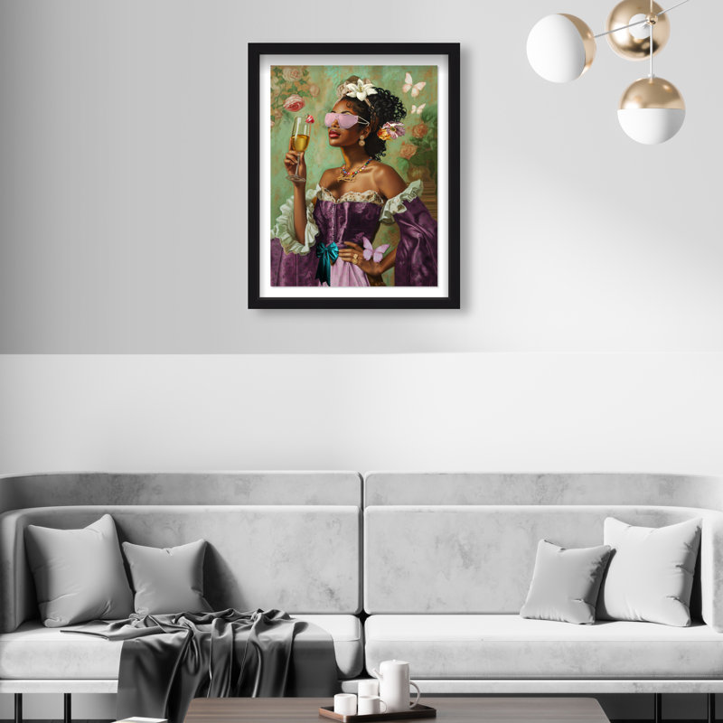 French Queen Elle Canvas Fashion Print by Oliver Gal, 46.5"H x 37.5"W, Natural Oak Frame