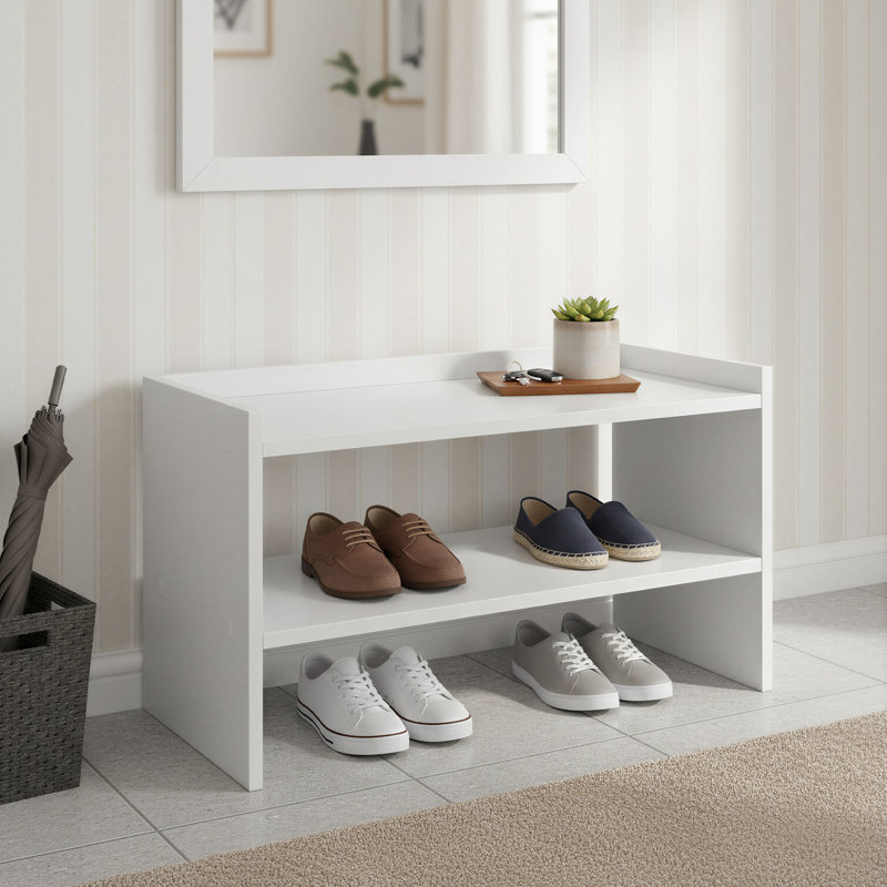 2 Tier 10 Pairs Shoe Rack Stackable Shoe Organizer Shelf, 14.2'' H X 32.3'' W X 11.7'' D