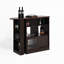 Armoire de bar moderne en noyer avec 6 boîtes de rangement et une étagère à condiments rotatifs, noyer, espaces 2 portes en verre