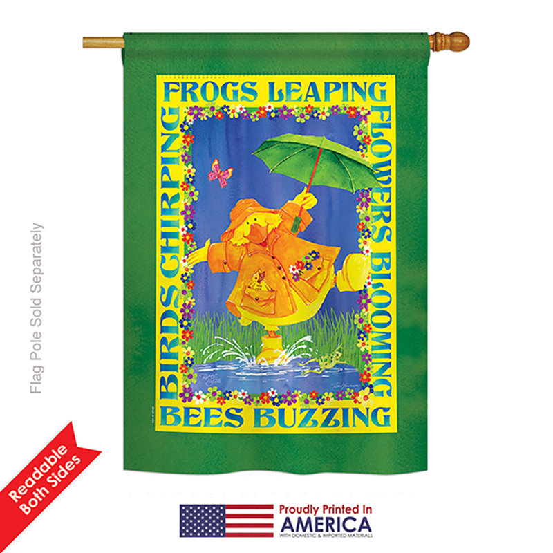 « spring duckling jardin friends oiseaux », impression en polyester de 2 côtés 40 x 28 po drapeau de jardin