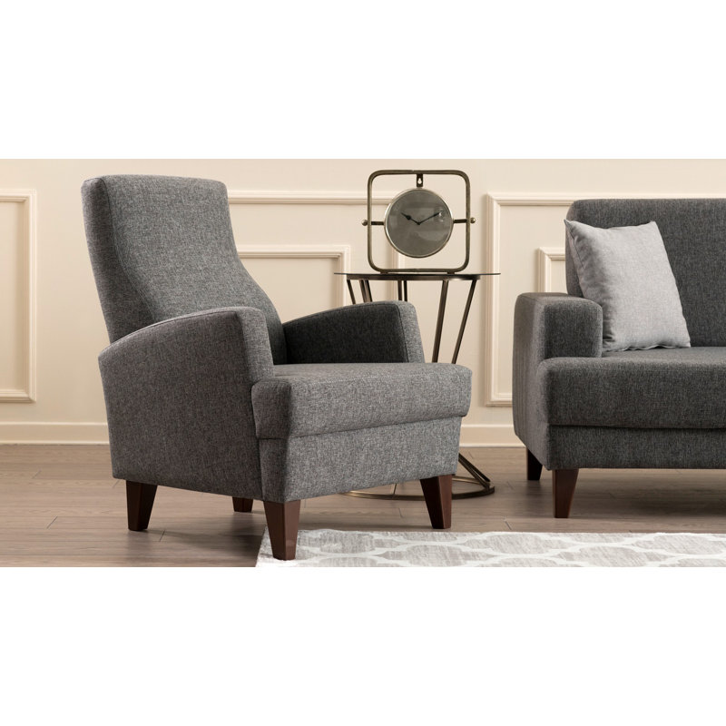 Fauteuil Kuku, 100 % polyester gris foncé