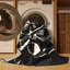 Tapis gris à motif géométrique lavable à la machine Alan Goblin Raider-641474133