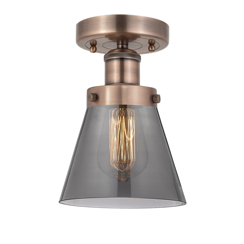 Plafonnier semi-encastré 1 lumière Cone, Plaqué couleur fumée