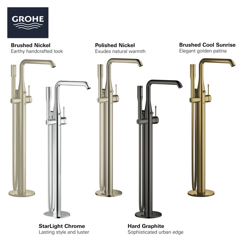 Essence New Single Handle Floor Mounted with Handshower, Brushed Cool Sunrise