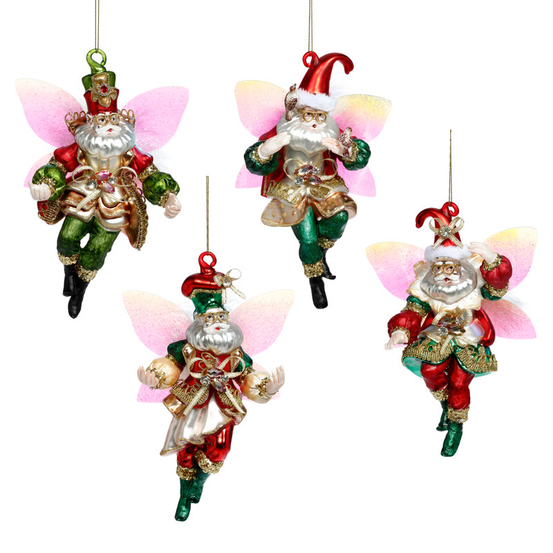 Fairy Santa Ornaments - 7-8 Inches Set Of 4