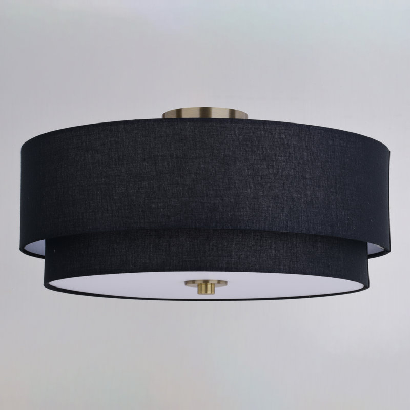  Michellemarie Mid-Century Modern Drum Semi Flush Mount Ceiling Light, 10.75" H x 20.5" W x 20.5" D