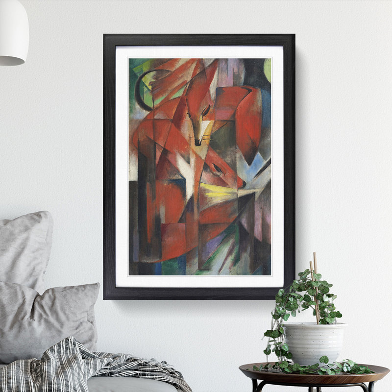The Foxes Vol.2 by Franz Marc - Picture Frame Painting, 65cm H x 48cm W x 2cm D, Black