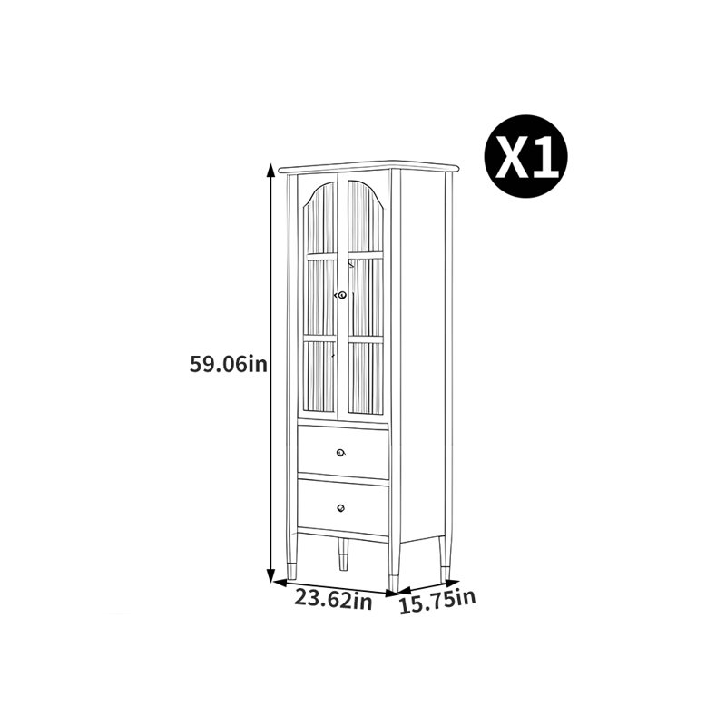Bibliothèque haut de gamme de style français, (3 tablettes) H 59,06 po x l 23,62 po x P 15,75 po, Blanc