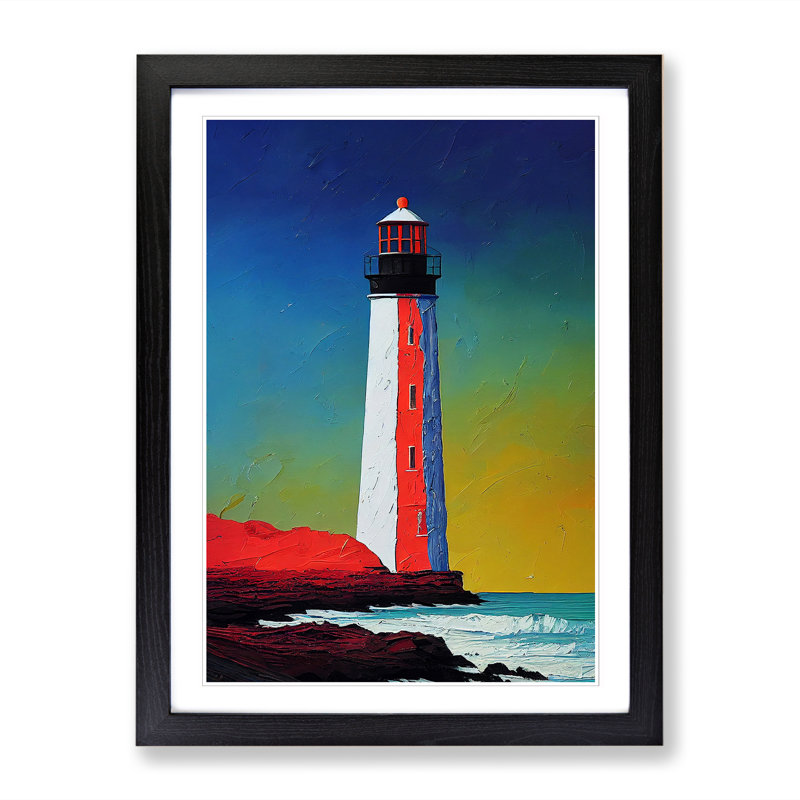Lighthouse In Colour Vol.1 - Picture Frame Print, 64cm H x 46cm W x 2cm D, Black