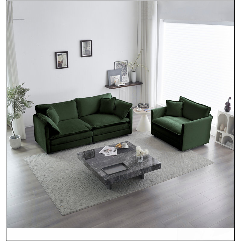Ensemble de canapé 3 pièces avec coussin, ensemble de canapé comprenant 2 fauteuils et un canapé 2 places