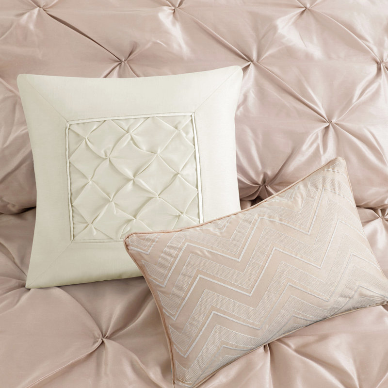 Édredon très grand King Blush 7 pièces, Édredon de très grande taille et 6 pièces suppl, Rosé