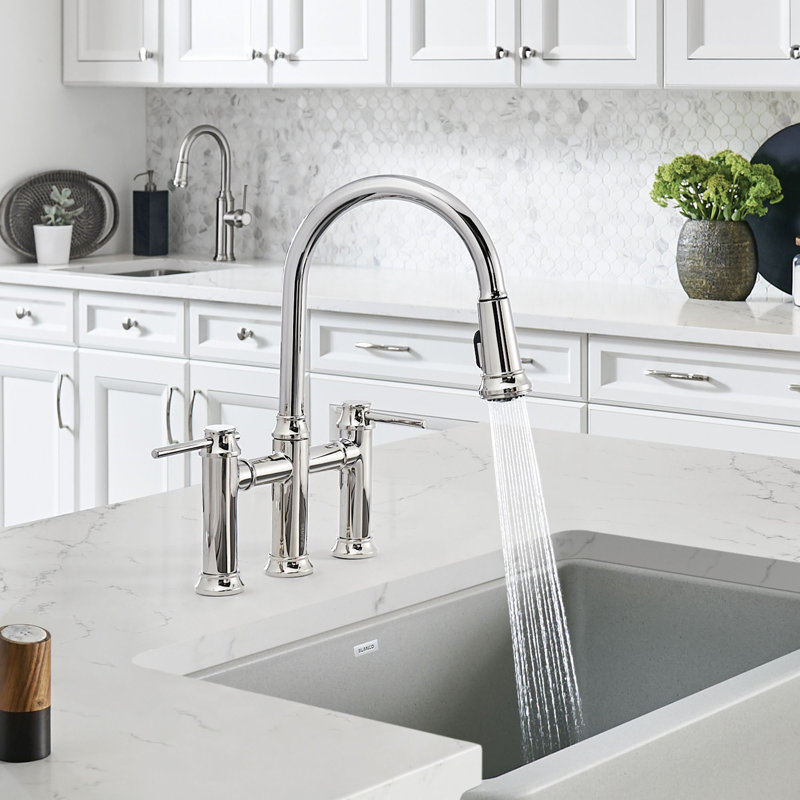 Empressa Pull-Down Dual-Spray Bridge Faucet, Chrome