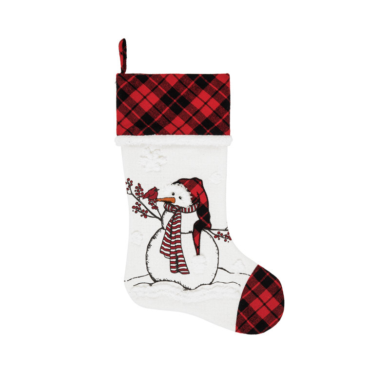 Chaussette de Noël bonhomme de neige brodée