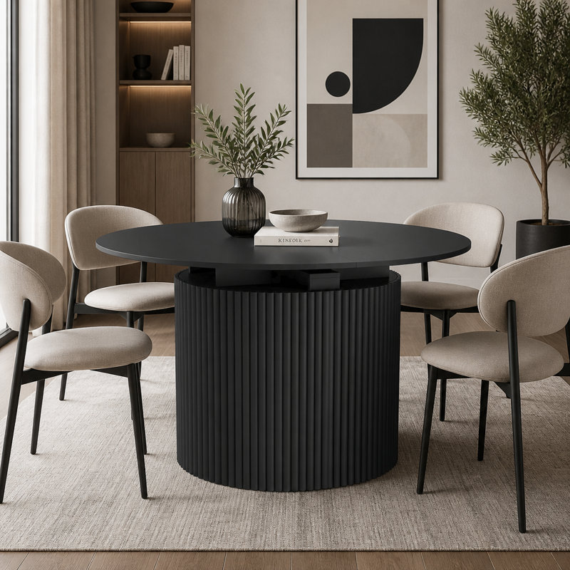 Table de salle à manger extensible pliable pour 1 à 10 personnes, console multifonctionnelle en bois extensible, Black
