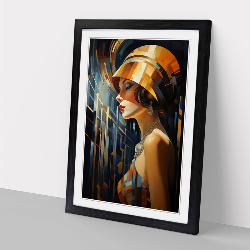 Art Deco Woman Art Deco Art - Framed Print, Black Framed, 46cm H x 34cm W x 2cm D