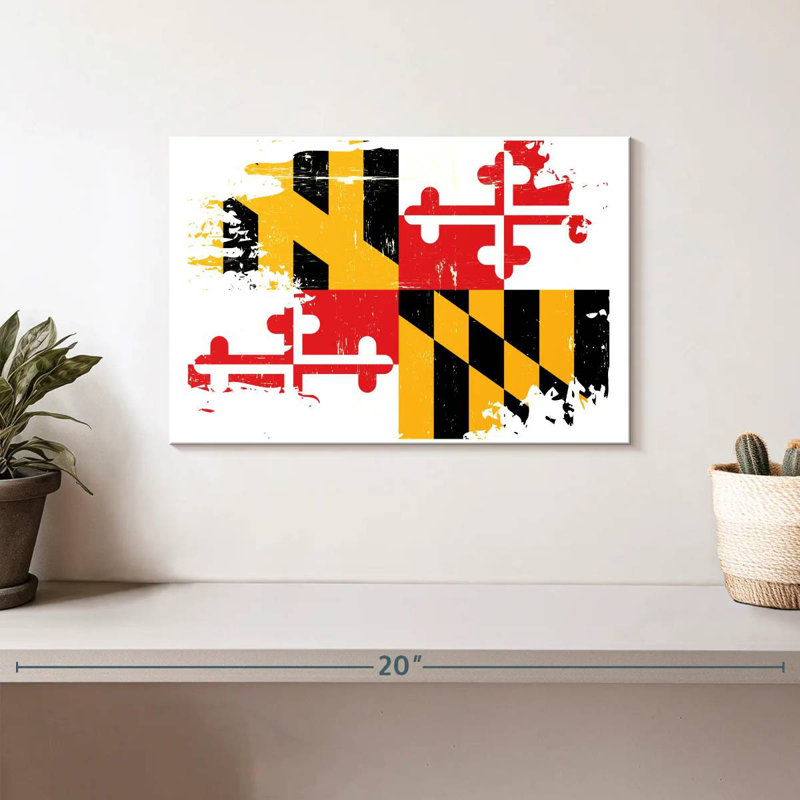 Borges Grunge Style Maryland Flag, 8" H x 12" W