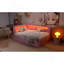 Lit plateforme tapissier pleine grandeur avec ports USB et ceinture à DEL, avec lit gigogne, rose-2130403982