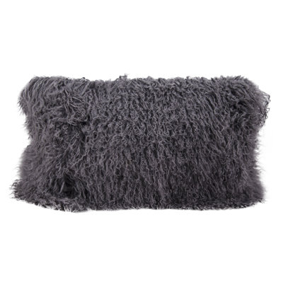 Solid Colour Faux Fur Throw Pillow