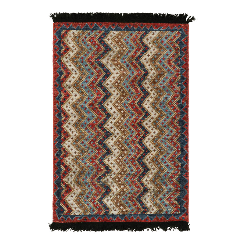 Hand Knotted Wool Area Rug in Red